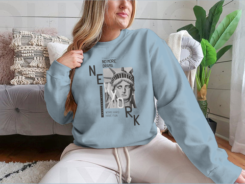 New York slogan with liberty statue face illustration print design