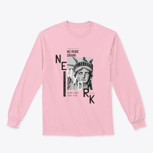 New York slogan with liberty statue face illustration print design