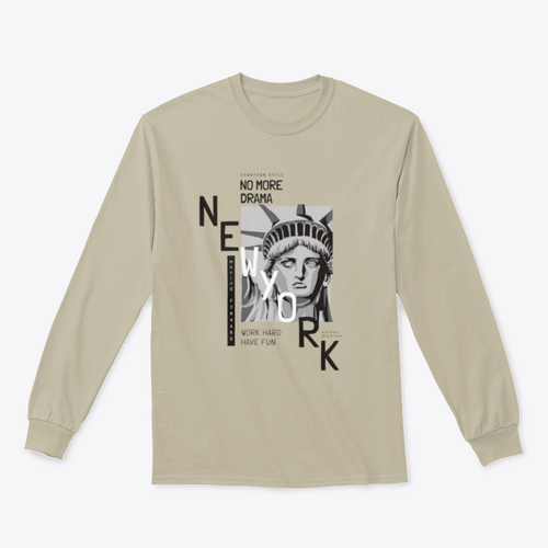 New York slogan with liberty statue face illustration print design