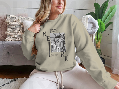 New York slogan with liberty statue face illustration print design