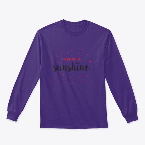I'M Walking On Sunshine Design Red And Black Typography Design for