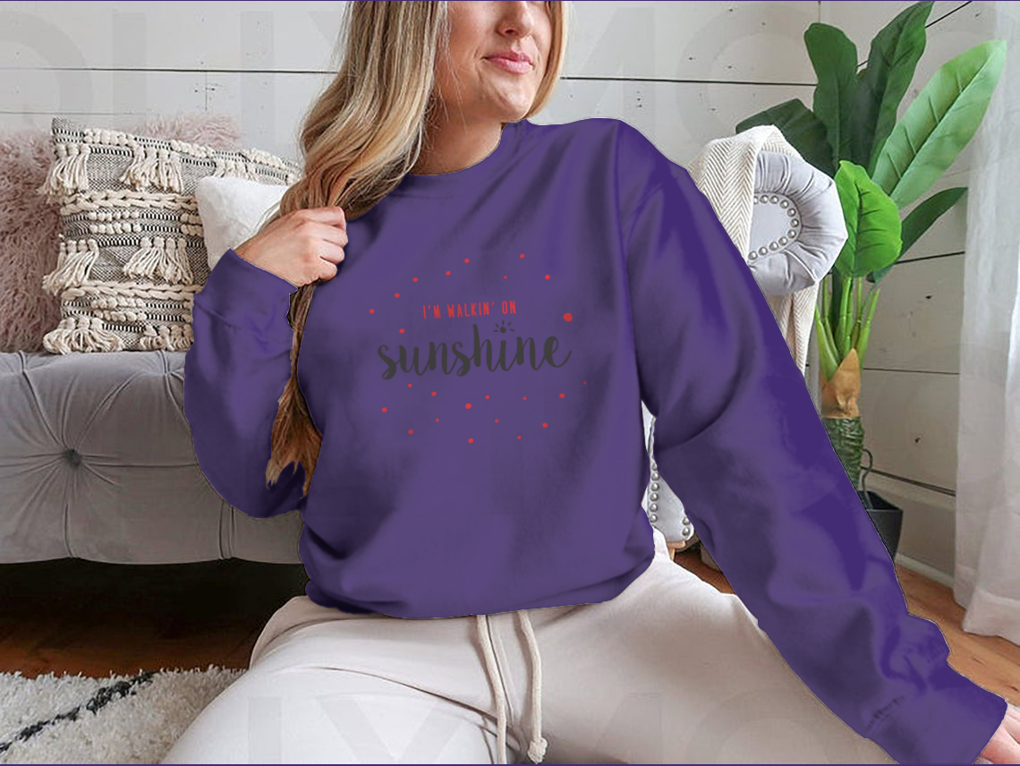 I'M Walking On Sunshine Design Red And Black Typography Design for