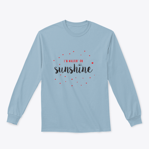 I'M Walking On Sunshine Design Red And Black Typography Design for