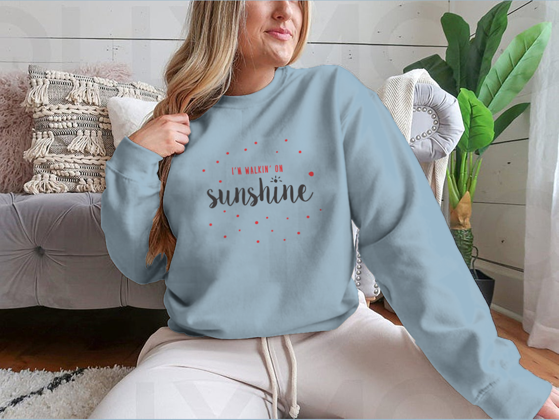 I'M Walking On Sunshine Design Red And Black Typography Design for