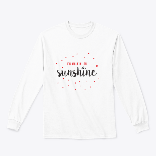I'M Walking On Sunshine Design Red And Black Typography Design for