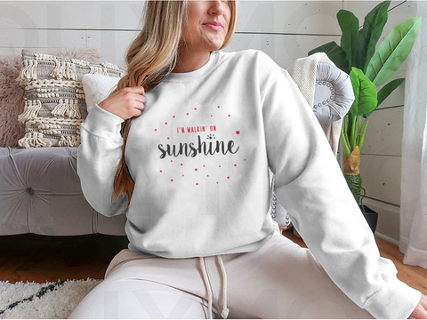I'M Walking On Sunshine Design Red And Black Typography Design for