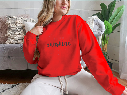 I'M Walking On Sunshine Design Red And Black Typography Design for