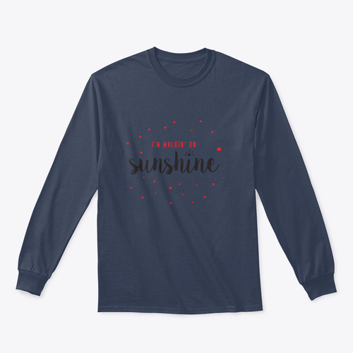 I'M Walking On Sunshine Design Red And Black Typography Design for
