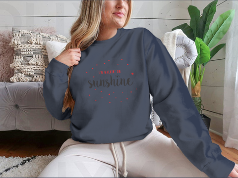 I'M Walking On Sunshine Design Red And Black Typography Design for