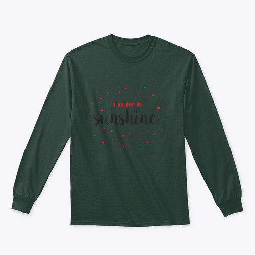 I'M Walking On Sunshine Design Red And Black Typography Design for