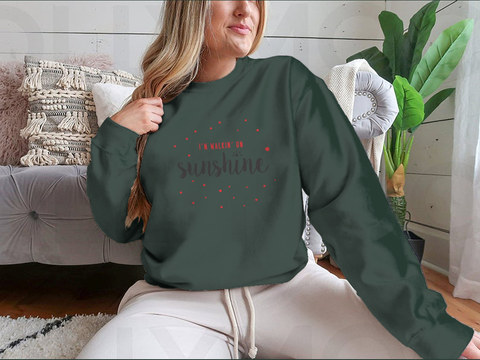 I'M Walking On Sunshine Design Red And Black Typography Design for