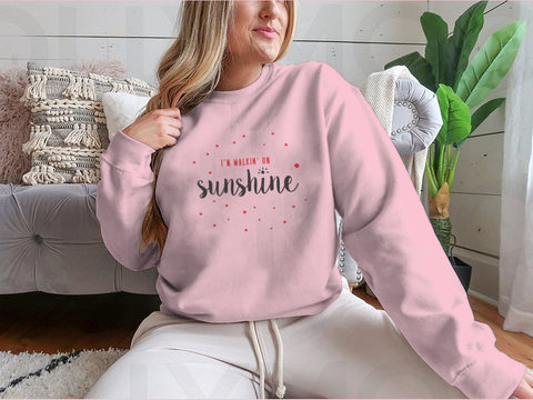 I'M Walking On Sunshine Design Red And Black Typography Design for