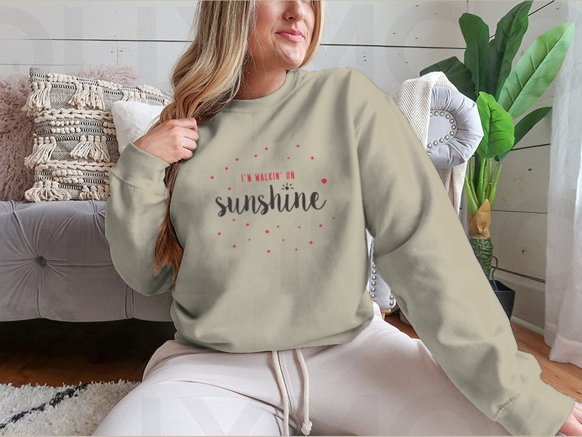 I'M Walking On Sunshine Design Red And Black Typography Design for