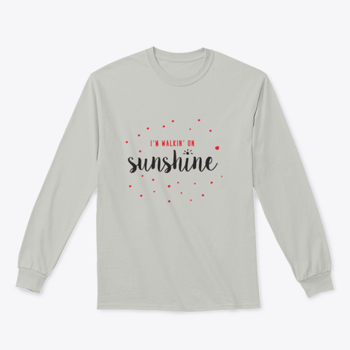 I'M Walking On Sunshine Design Red And Black Typography Design for