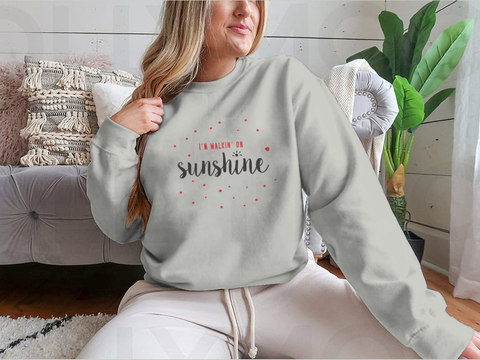 I'M Walking On Sunshine Design Red And Black Typography Design for