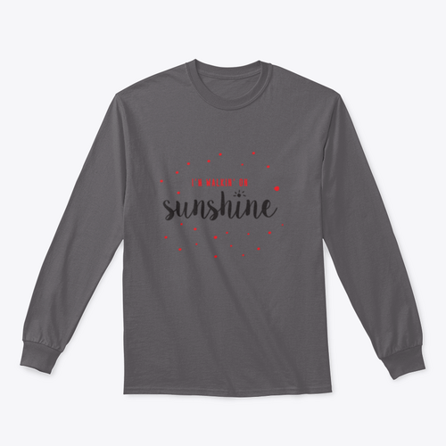 I'M Walking On Sunshine Design Red And Black Typography Design for
