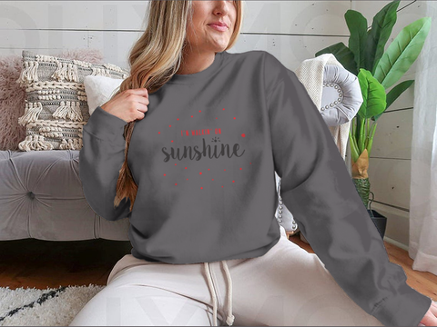 I'M Walking On Sunshine Design Red And Black Typography Design for